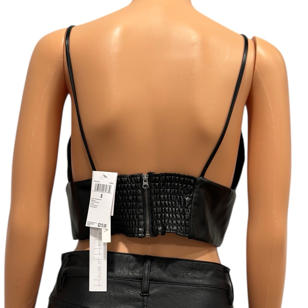 HOUSE OF HARLOW 1960 Vegan Faux Leather Bralette Black Crop Top NWT 8 - Picture 6 of 9